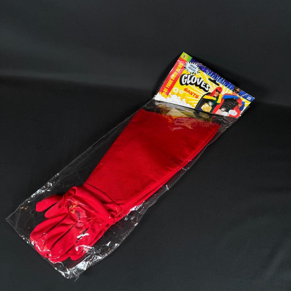 Red Gloves Costume Accessory 1 Size Fits Cosplay Spirit Halloween Red Hero Cuff